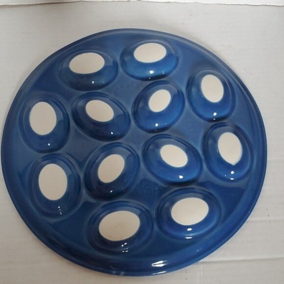 Fiestaware Fiesta CERAMIC Deviled Egg Plater DISH Plate Tray Blue Lapis - Picture 7 of 15